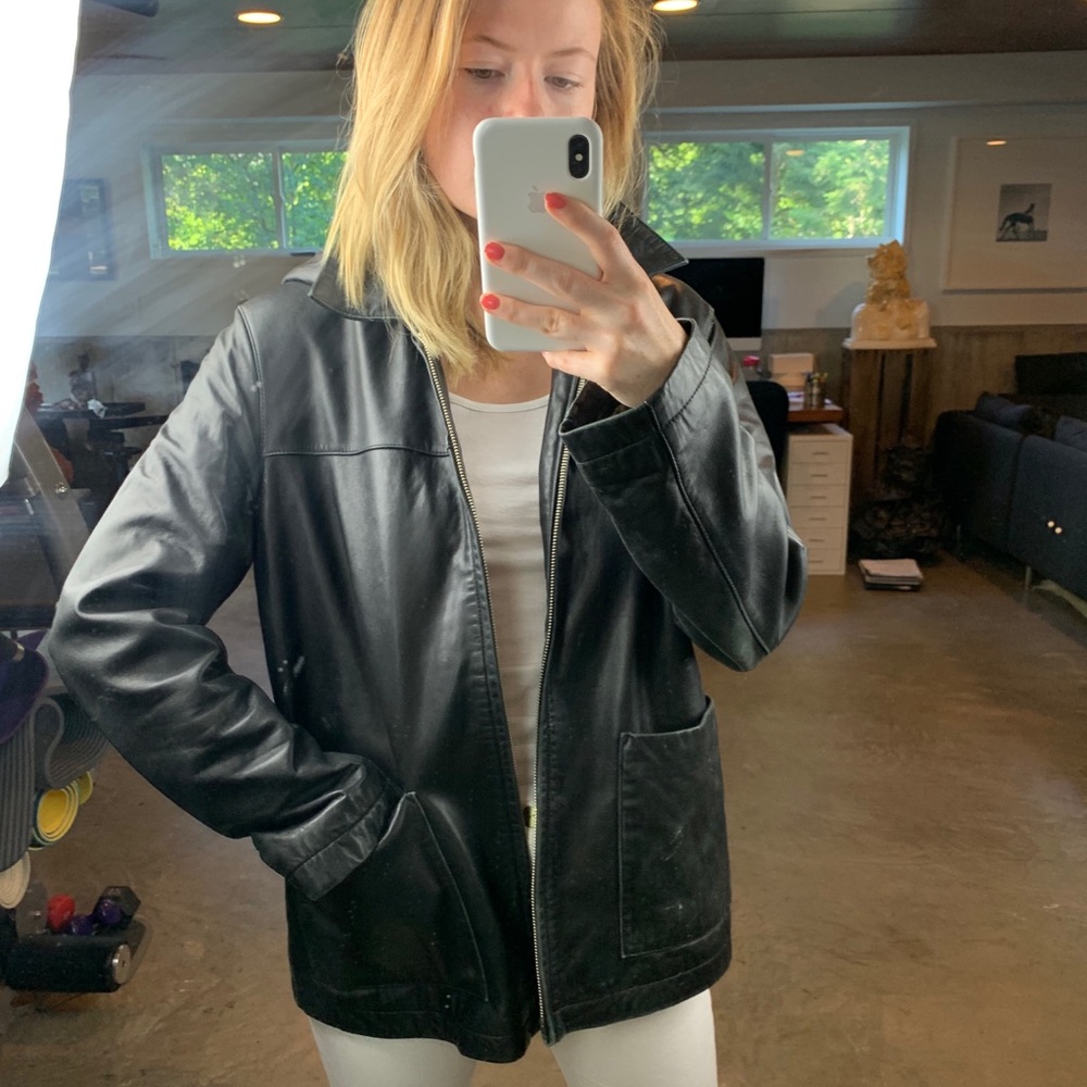 Nicole Miller hooded leather jacket